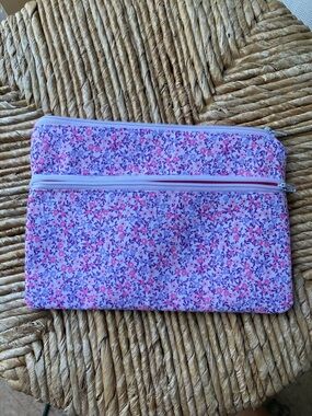 Floral Pink Cosmetic Pouch - Lightweight Makeup Bag